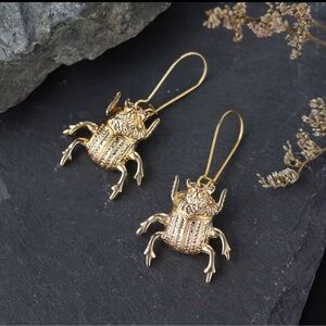 Gold Beetle Earrings